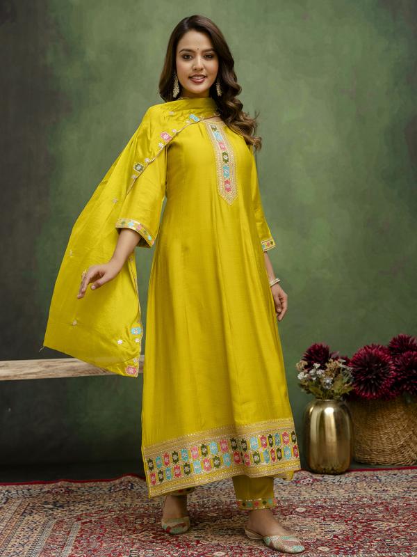 VP 9717 Stylish Anarkali Kurta Set Ready to Wear Soft Silk Fabric with Embroidered Dupatta Tailored Fit